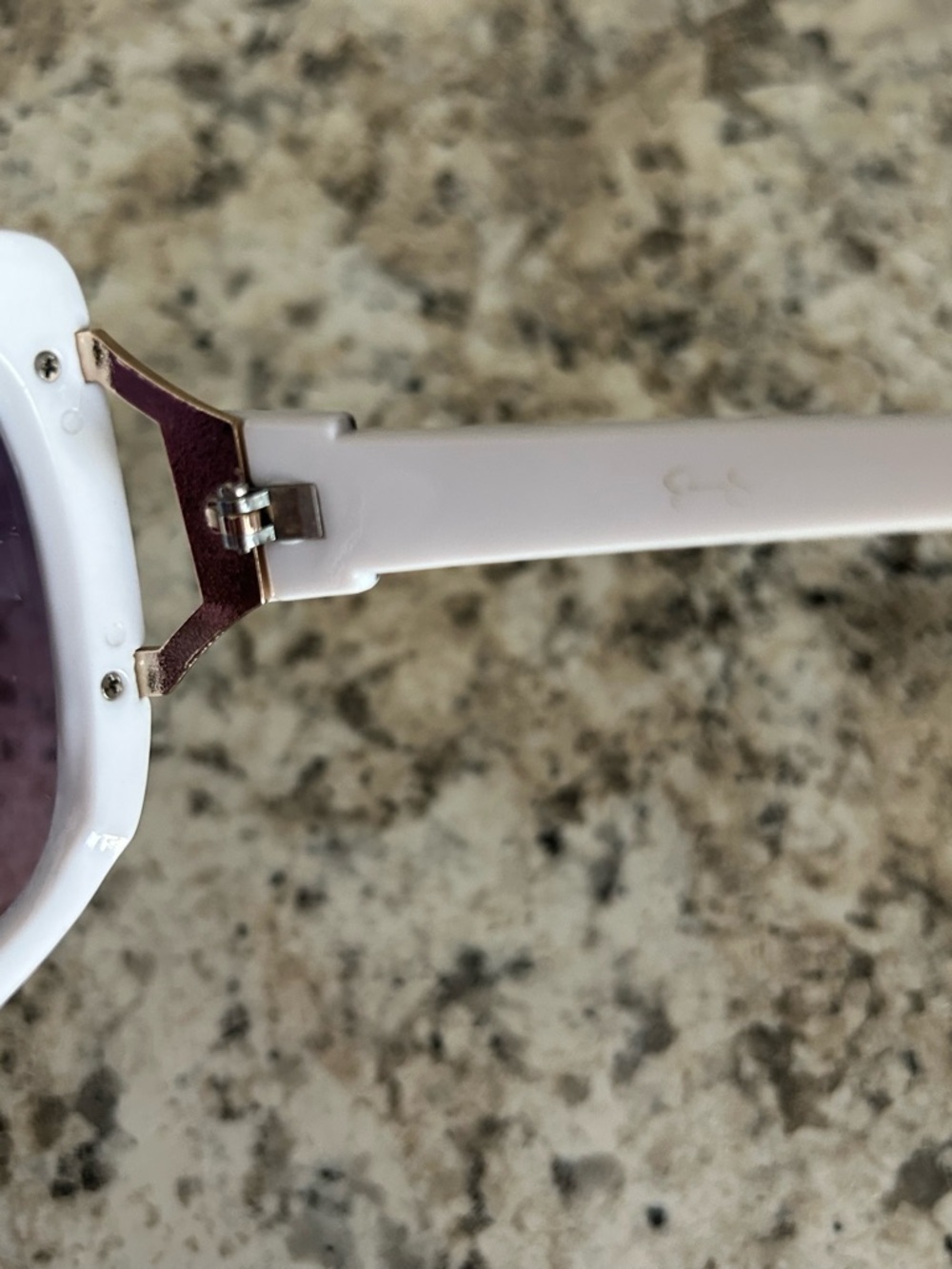 Jessica Simpson Oversized Square Sunglasses White Black Gold JS Logo Purple Tint - Picture 10 of 13